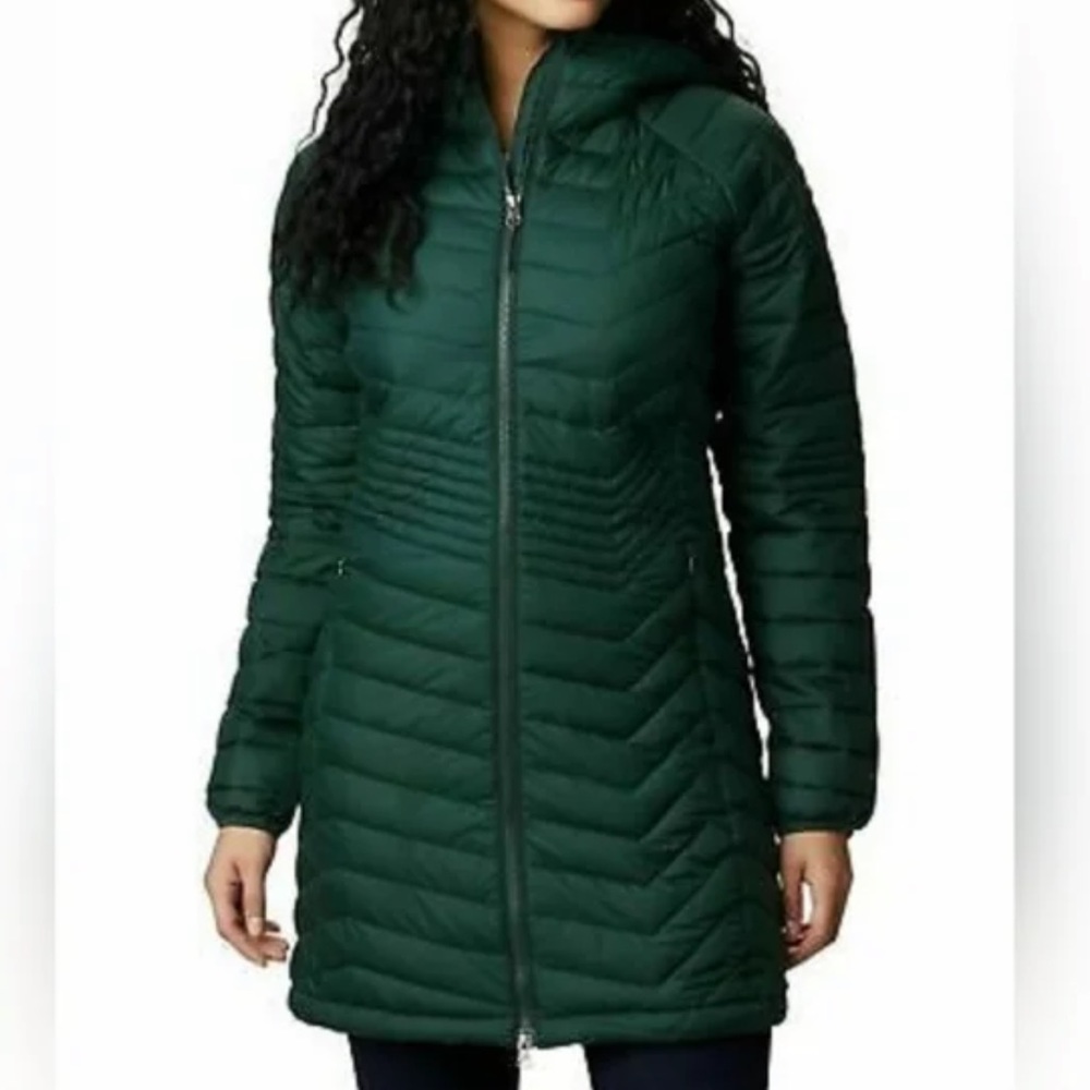 Columbia Green Powder Lite Quilted Midi Puffer Jacket XL